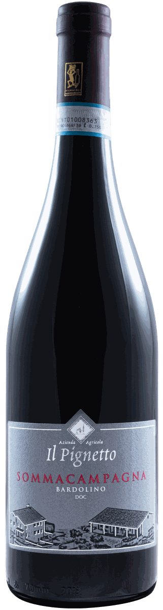 Bottle of Sommacampagna Bardolino DOC, a red wine from Il Pignetto in Veneto